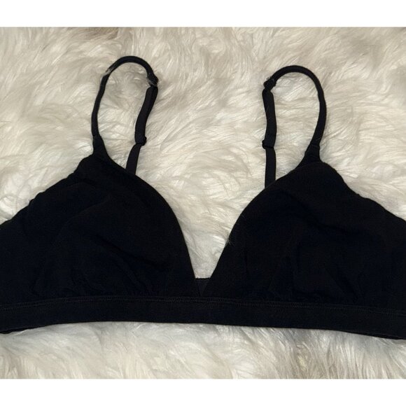 SKIMS Cotton Jersey Triangle Bra Bralette Wire Free Womens XL XLarge Black - Picture 3 of 6